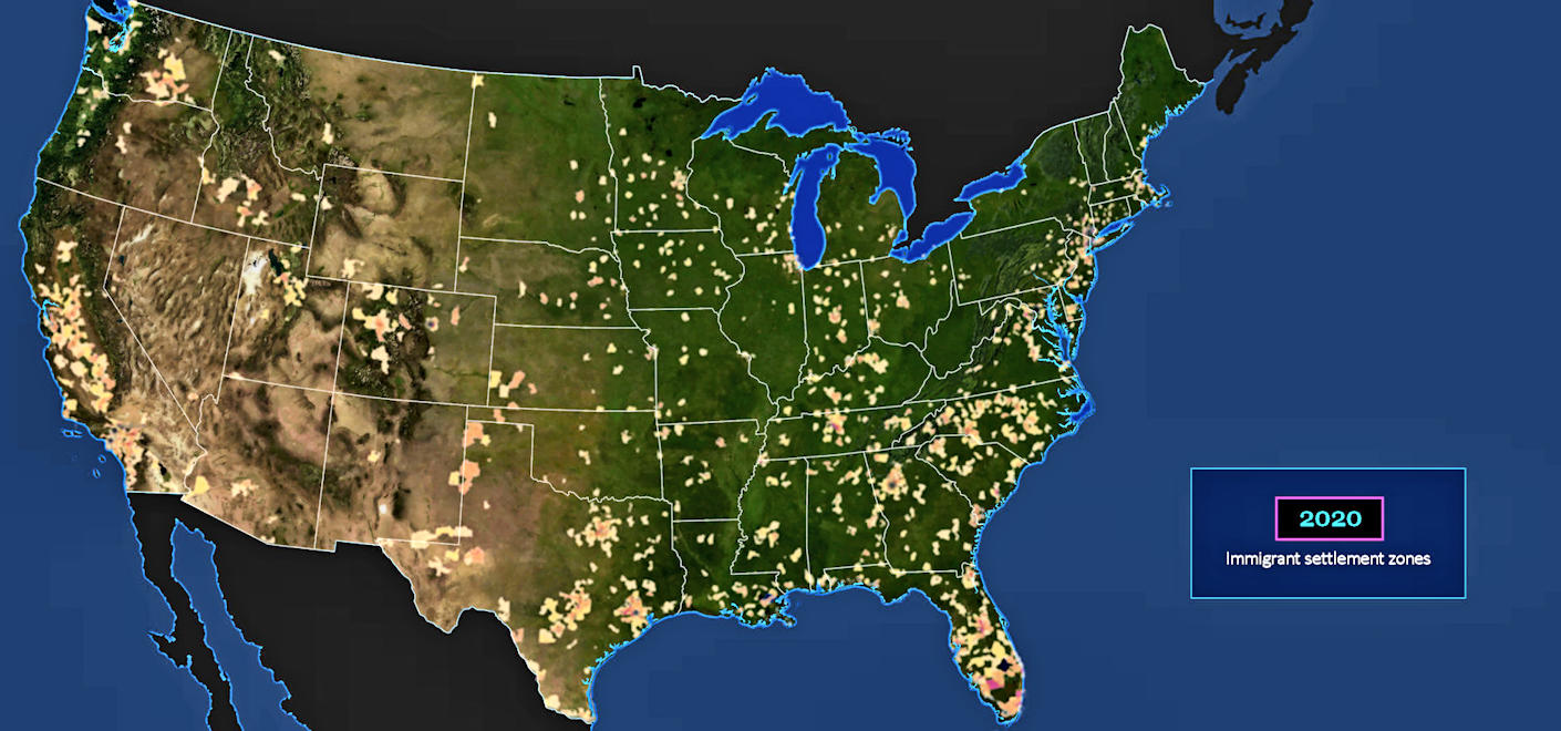 Immigrant final settlement areas, 2020 map